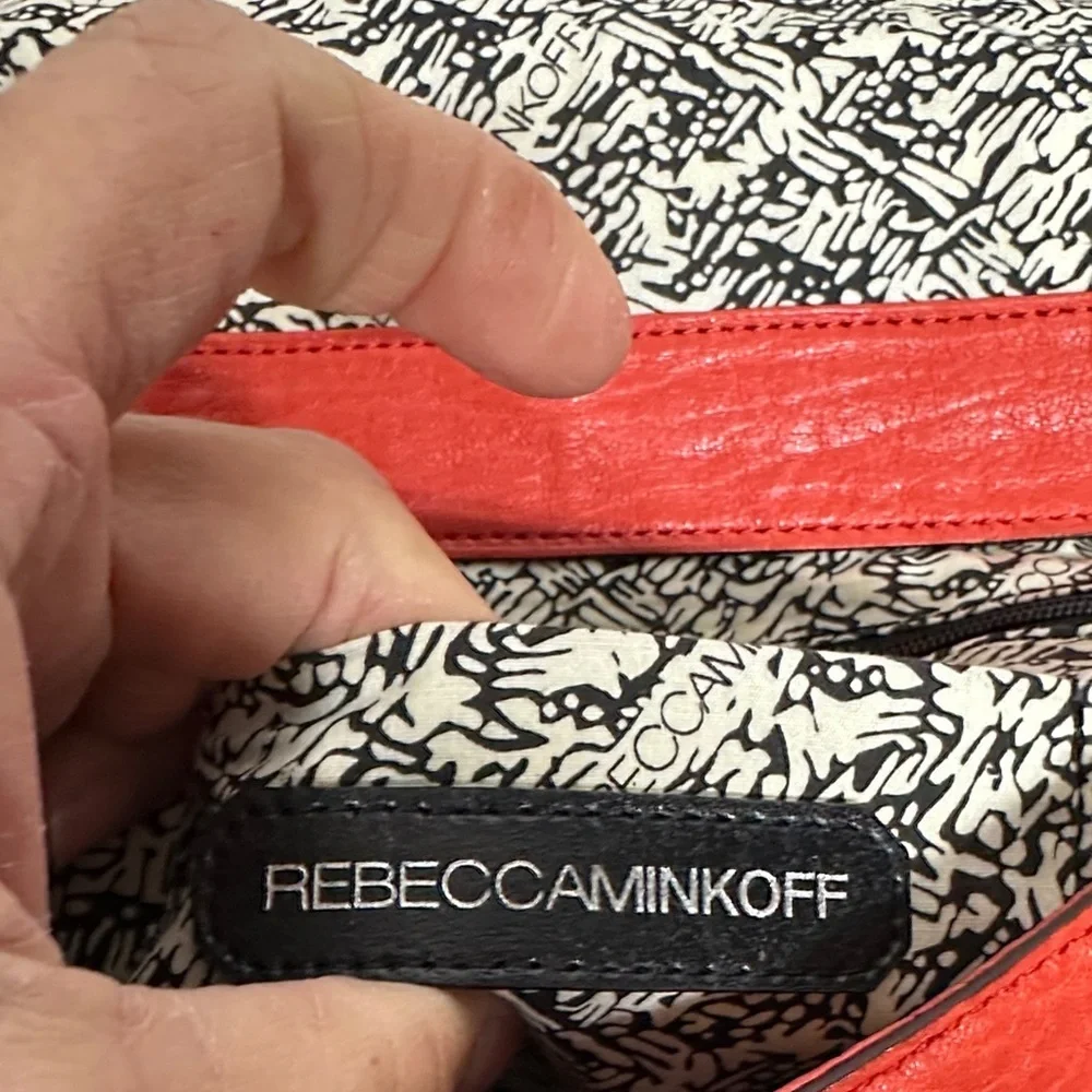 Rebecca Mink Logan Pebbled Leather orange Crossbody Messenger Bag MSRP 395